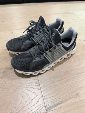 On Running Men's Cloud Sneakers in Dark Gray and White